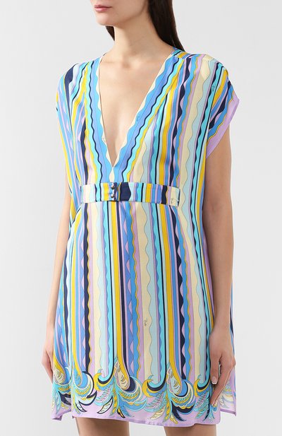 Туника с поясом EMILIO PUCCI голубого цвета по цене 44950 руб., арт. 9HWG20/9H828, фото 3 Туника с поясом EMILIO PUCCI, арт. 9HWG20/9H828, фото 3