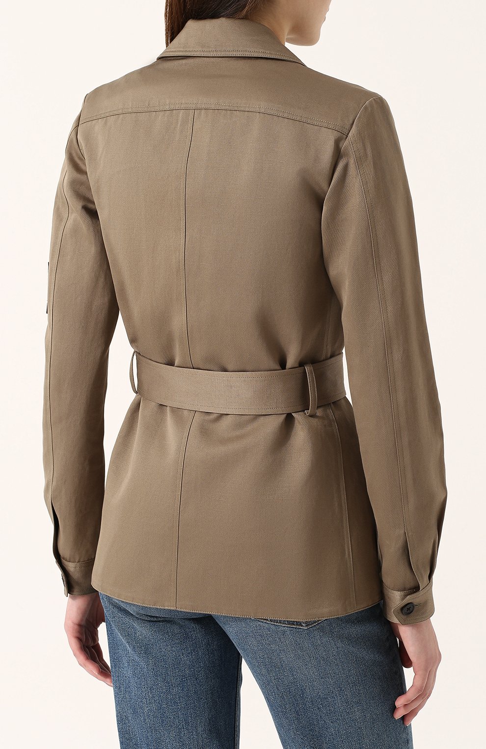 Френч из смеси хлопка и льна с поясом SAINT LAURENT, арт. 509201/Y121S, фото 4