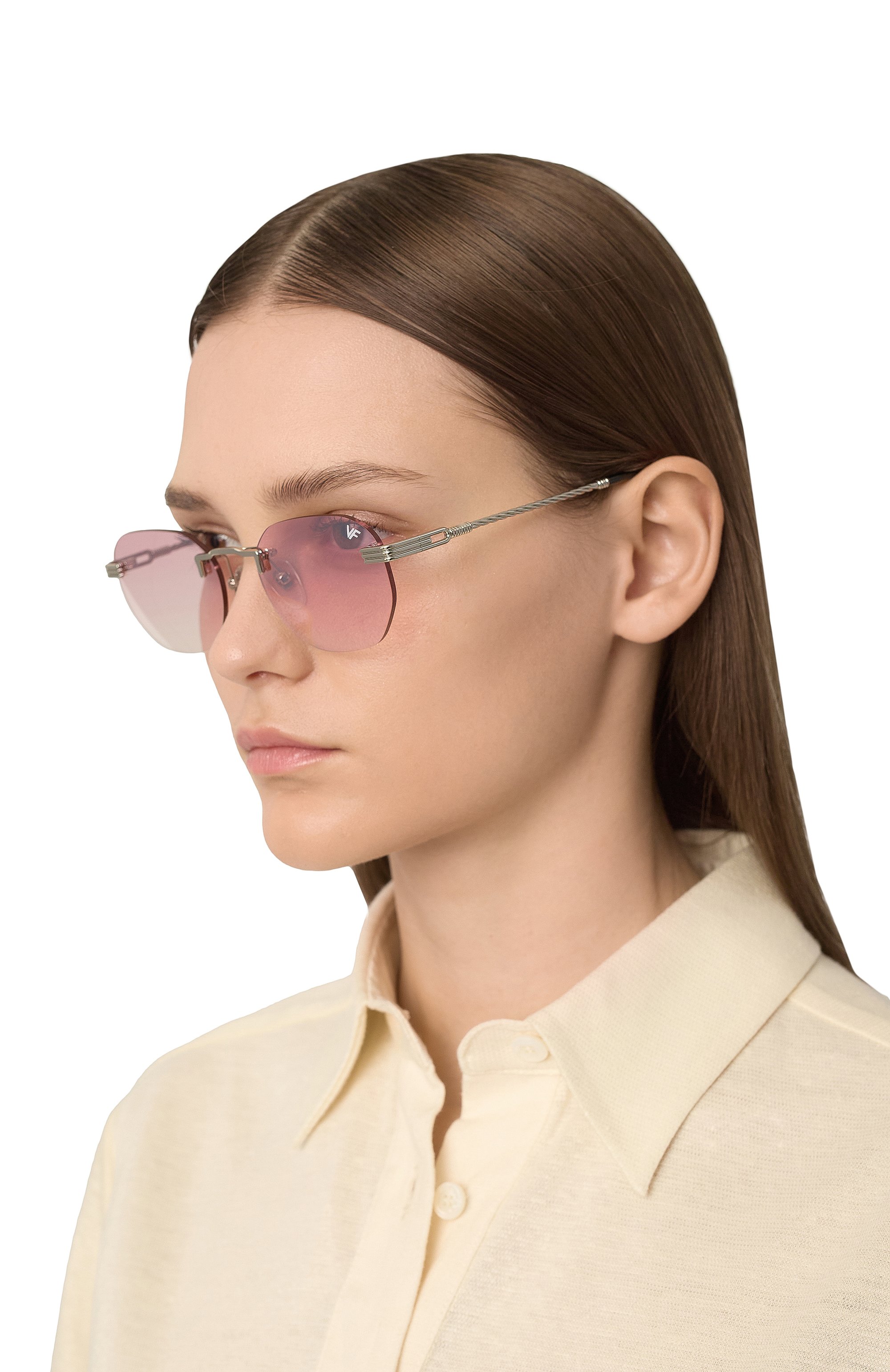 Солнцезащитные очки VINTAGE FRAMES, арт. DETR0IT PLAYER 24KT WHITE G0LD/NICKEL PINK, фото 3