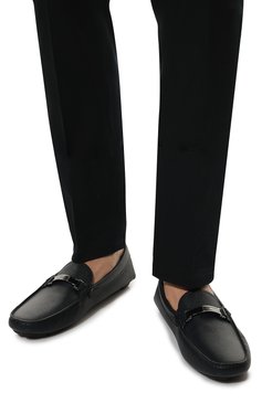 Мужские кожаные мокасины PRADA темно-синего цвета, арт. 2DD159-053-F0216-U00I | Фото 3 (Стили: Кэжуэл; Нос: Не проставлено; Материал сплава: Проставлено; Материал внешний: Натуральная кожа)