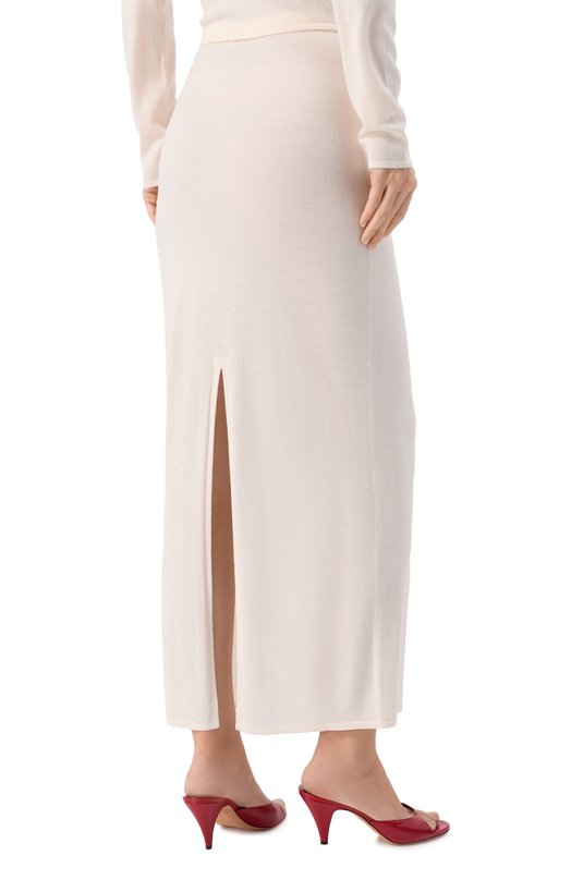 Юбка из шерсти и шелка 12 STOREEZ 135838 Кремовый  135838 Фото 4