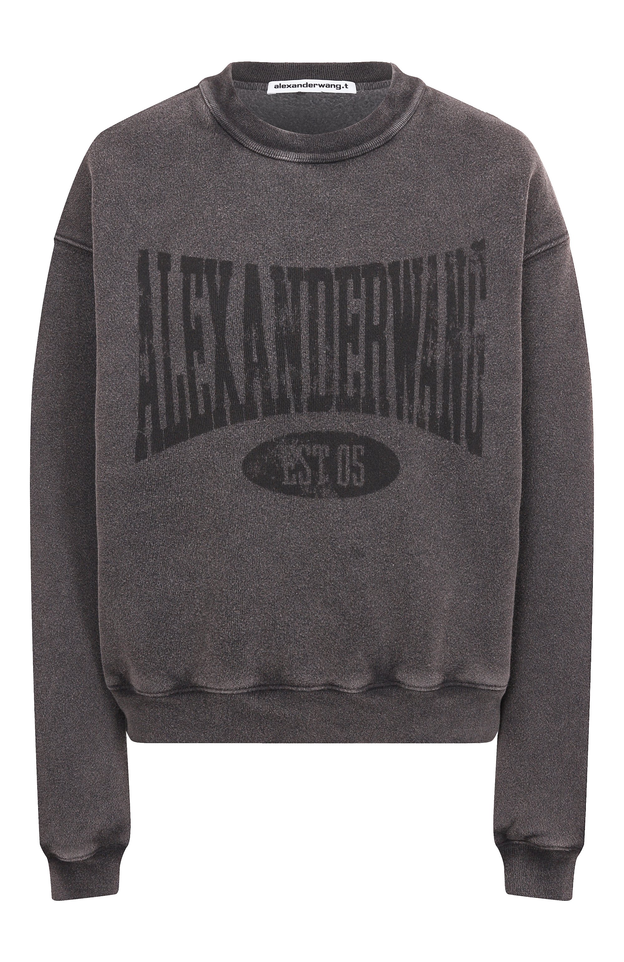 Хлопковый свитшот ALEXANDERWANG.T темно-серого цвета по цене 49700 руб., арт. 4CC2251539, фото 1 Хлопковый свитшот ALEXANDERWANG.T, арт. 4CC2251539, фото 1