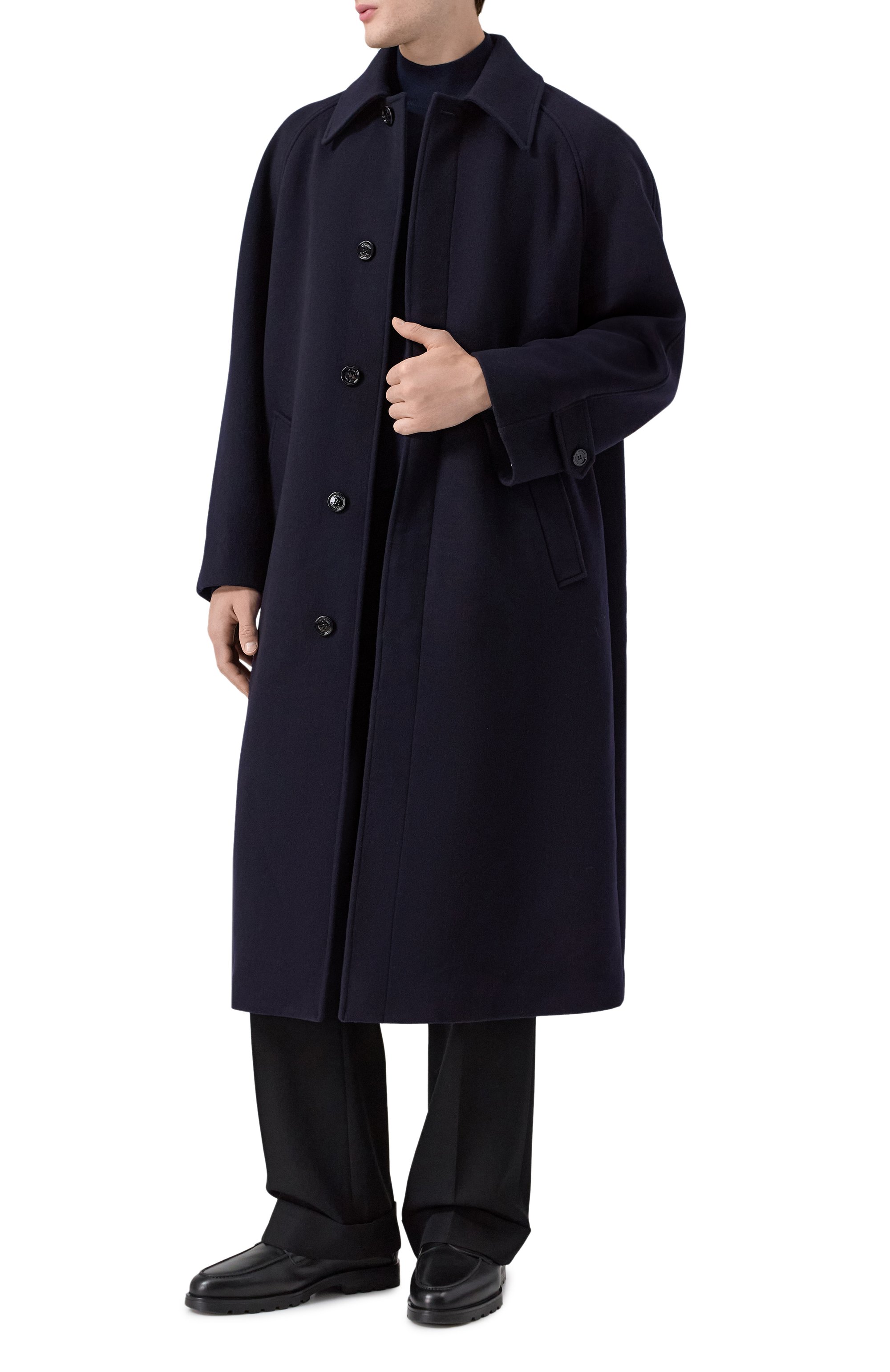 Пальто из шерсти и кашемира VALENTINO темно-синего цвета по цене 570000 руб., арт. 7V3CAK00/2KA, фото 2 Пальто из шерсти и кашемира VALENTINO, арт. 7V3CAK00/2KA, фото 2