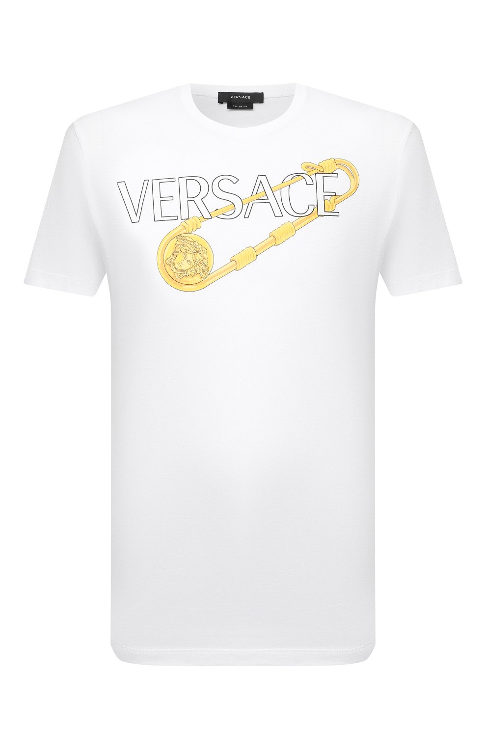 Хлопковая футболка VERSACE белого цвета по цене 43950 руб., арт. 1001295/1A00932, фото 1 Хлопковая футболка VERSACE, арт. 1001295/1A00932, фото 1