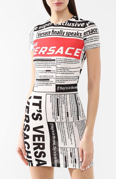 Платье с принтом VERSACE разноцветного цвета по цене 99600 руб., арт. A82309/A229356, фото 3 Платье с принтом VERSACE, арт. A82309/A229356, фото 3