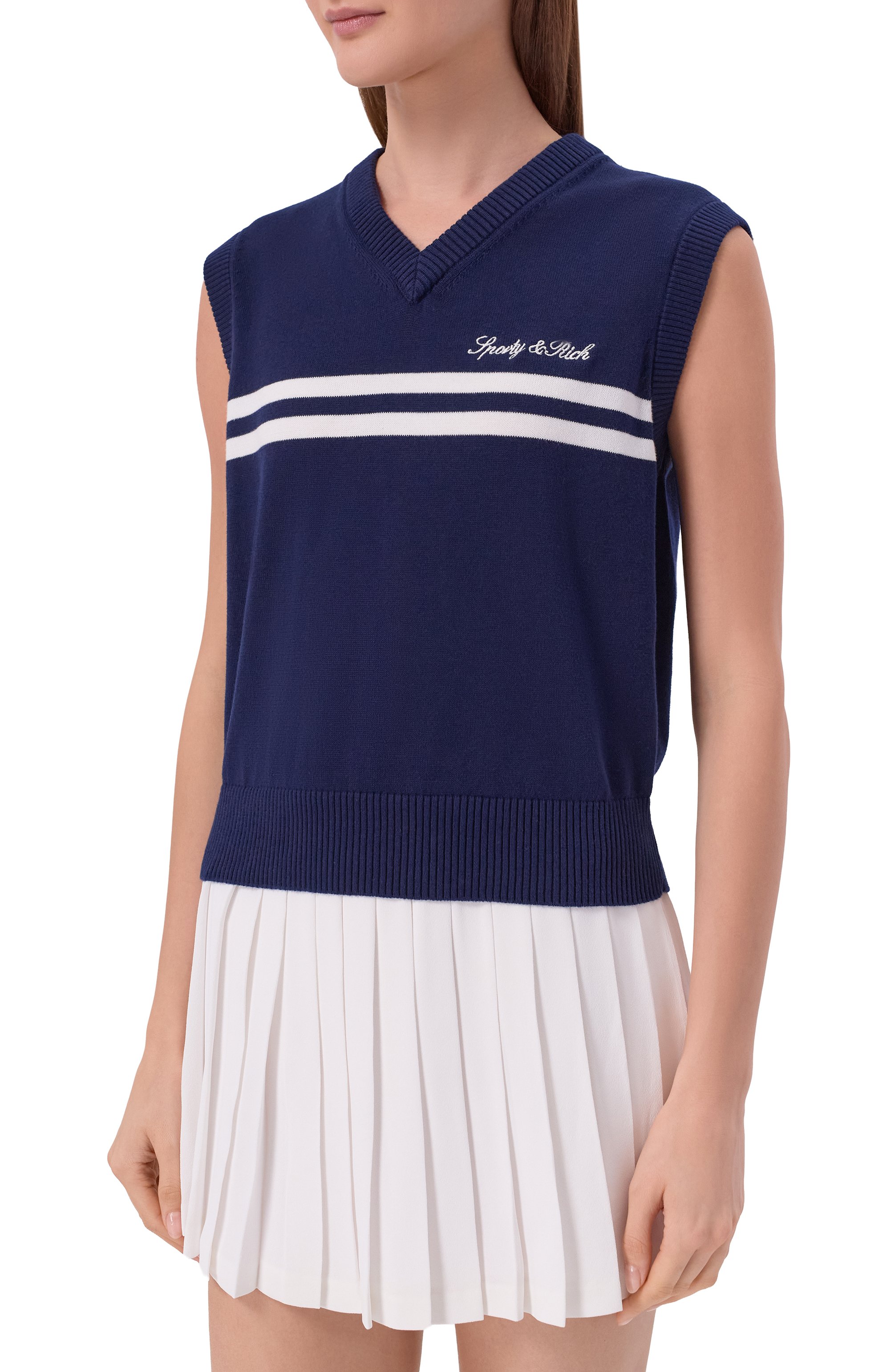 Хлопковый жилет SPORTY AND RICH синего цвета по цене 20750 руб., арт. WS09975326BL107, фото 3 Хлопковый жилет SPORTY AND RICH, арт. WS09975326BL107, фото 3