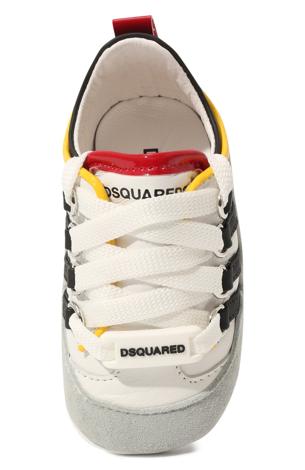 Кожаные пинетки DSQUARED2 белого цвета по цене 17550 руб., арт. 70680 VAR.2, фото 4 Кожаные пинетки DSQUARED2, арт. 70680 VAR.2, фото 4