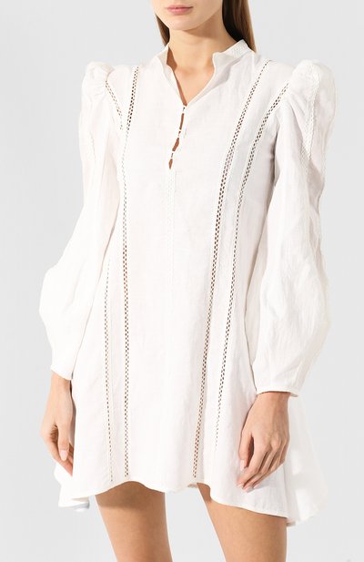 Платье из смеси хлопка и льна A MERE CO белого цвета по цене 34450 руб., арт. AMC/R19025, фото 3 Платье из смеси хлопка и льна A MERE CO, арт. AMC/R19025, фото 3