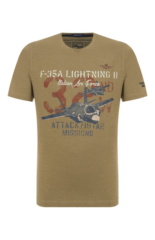 Хлопковая футболка Aeronautica Militare TS2472UJ00708 Хаки TS2472UJ00708