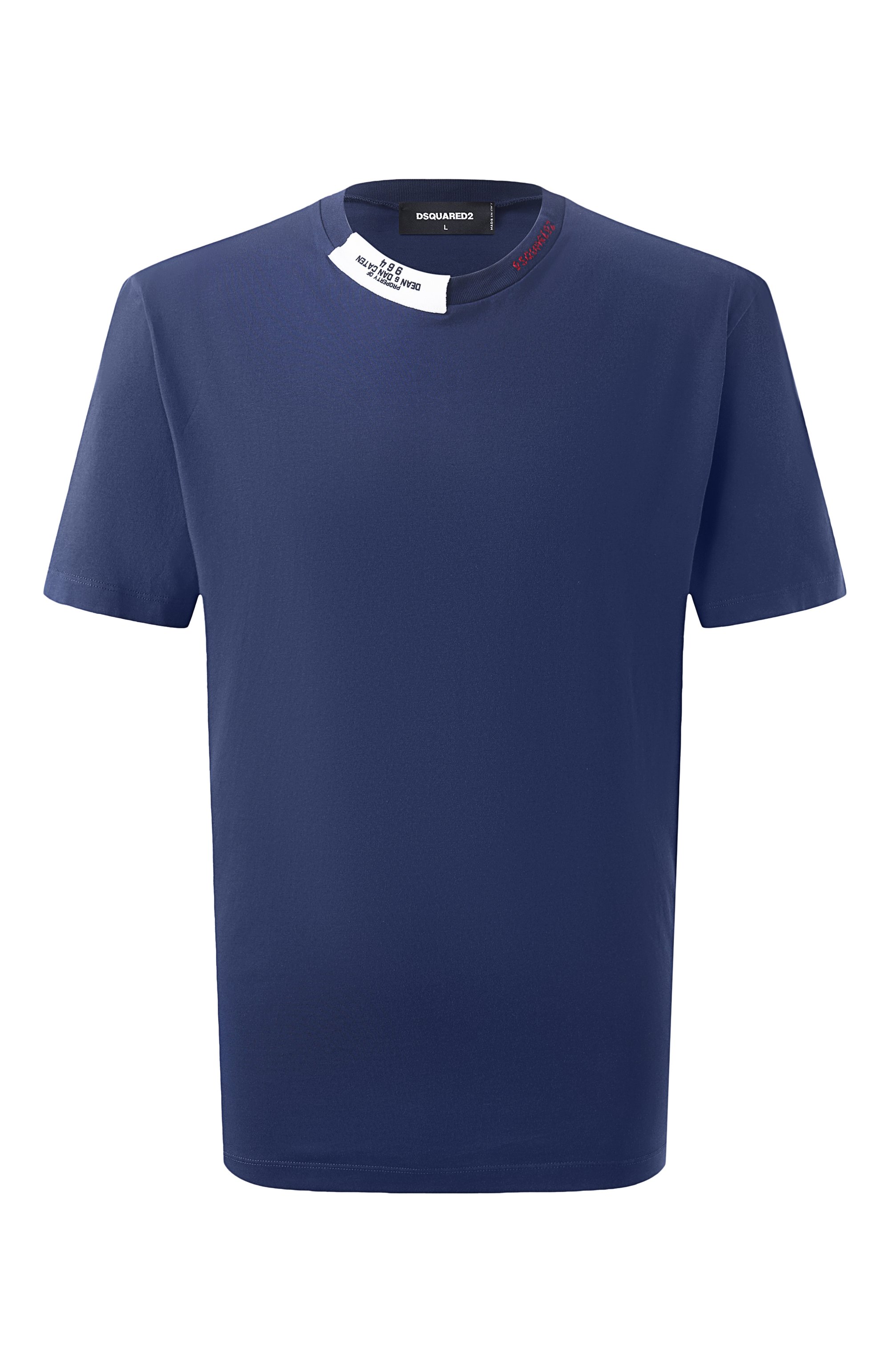 Хлопковая футболка DSQUARED2 темно-синего цвета по цене 35150 руб., арт. S74GD1417/D20020, фото 1 Хлопковая футболка DSQUARED2, арт. S74GD1417/D20020, фото 1