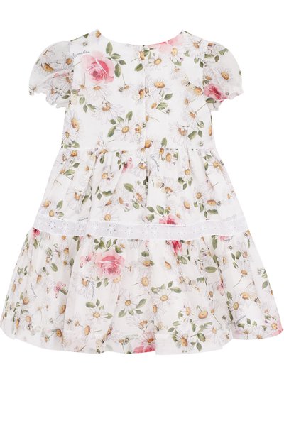 Хлопковое платье с принтом и кружевной отделкой MONNALISA, арт. 311909, фото 2