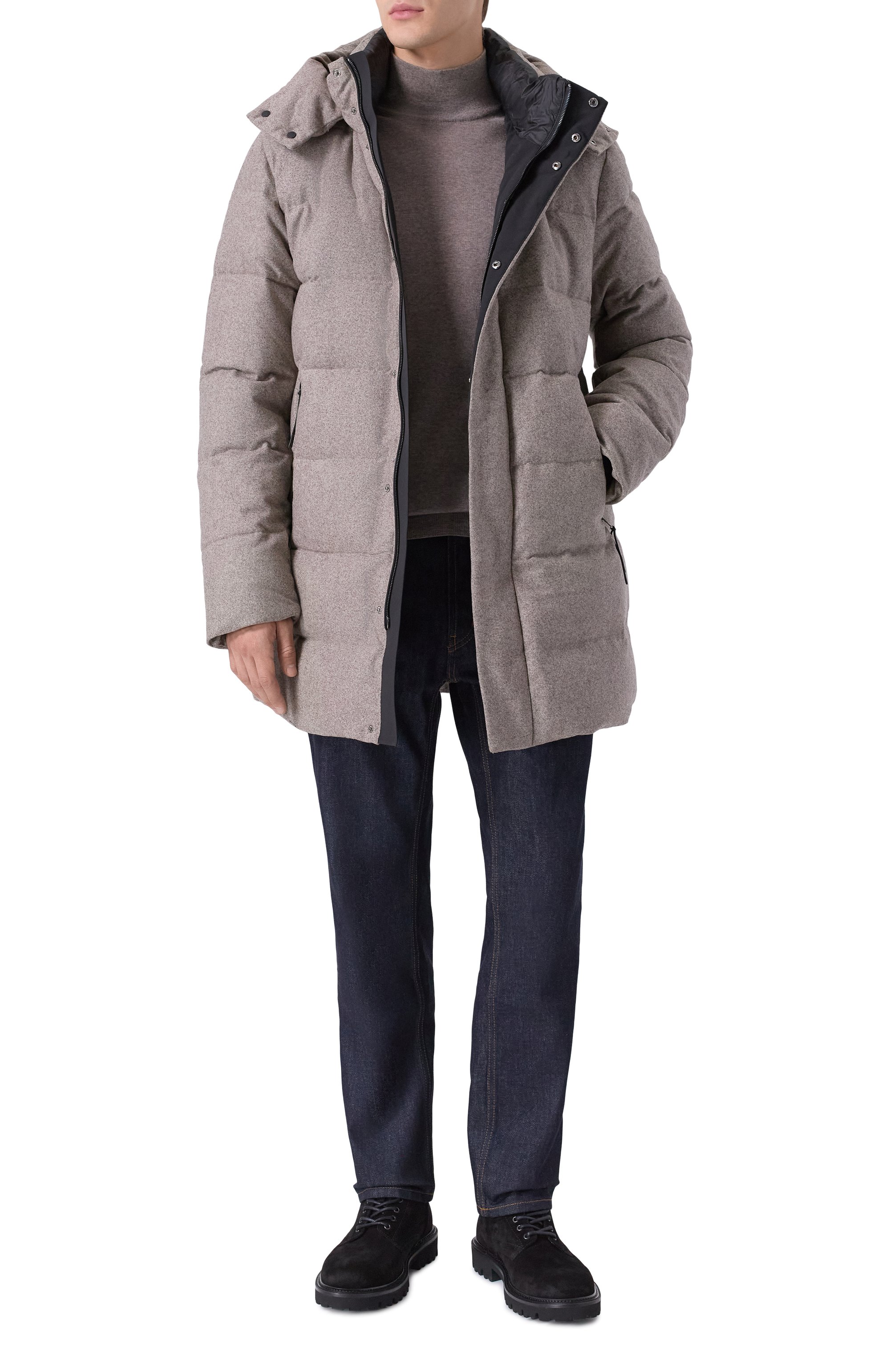 Шерстяной пуховик HETREGO темно-бежевого цвета по цене 110500 руб., арт. 8P422/PAW, фото 2 Шерстяной пуховик HETREGO, арт. 8P422/PAW, фото 2