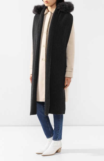 Кашемировый шарф с капюшоном BRUNELLO CUCINELLI темно-серого цвета по цене 187500 руб., арт. M52502899, фото 3 Кашемировый шарф с капюшоном BRUNELLO CUCINELLI, арт. M52502899, фото 3