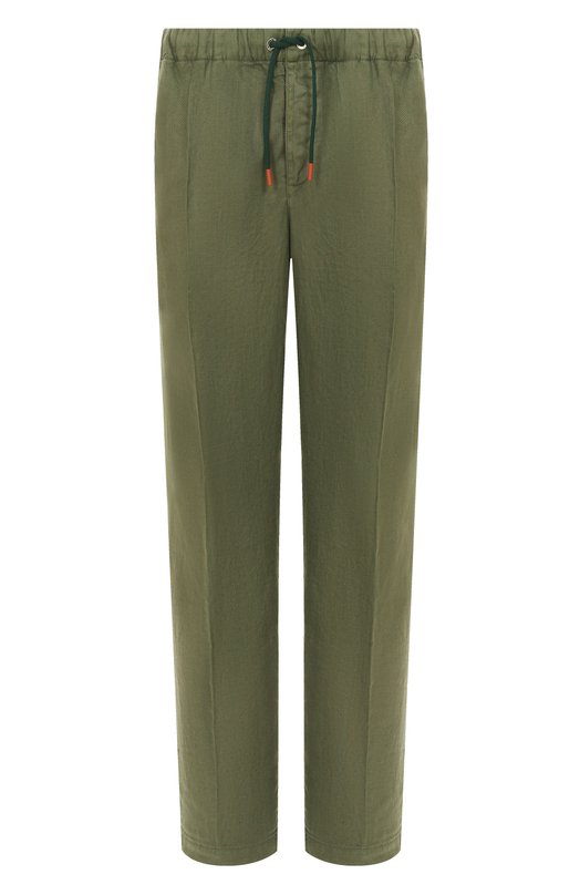 Брюки изо льна и хлопка Kiton UPR003LK0636F08 Хаки UPR003LK0636F08