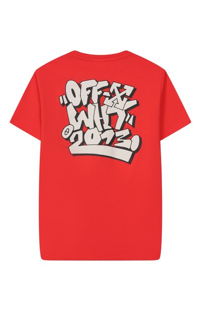 Хлопковая футболка OFF-WHITE красного цвета по цене 19650 руб., арт. 0BAA002F25JER00B/12+, фото 2 Хлопковая футболка OFF-WHITE, арт. 0BAA002F25JER00B/12+, фото 2