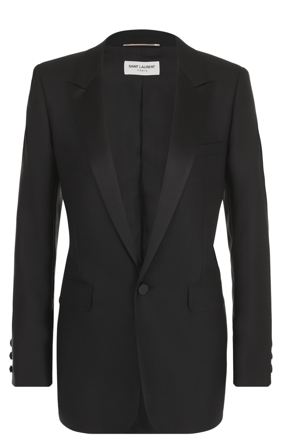 Приталенный жакет на одной пуговице с узкими лацканами SAINT LAURENT, арт. 468626/Y073Q, фото 1