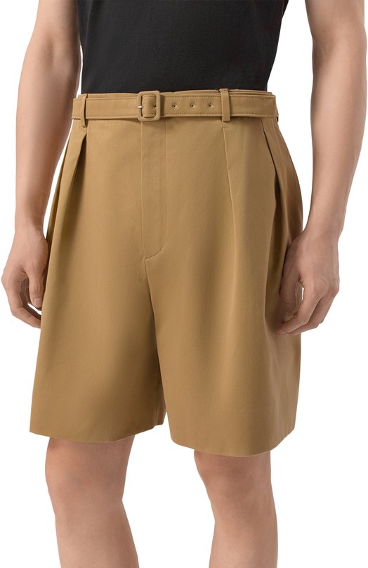 Хлопковые шорты Saint Laurent 860929/Y7I14 Бежевый  860929/Y7I14 Фото 3