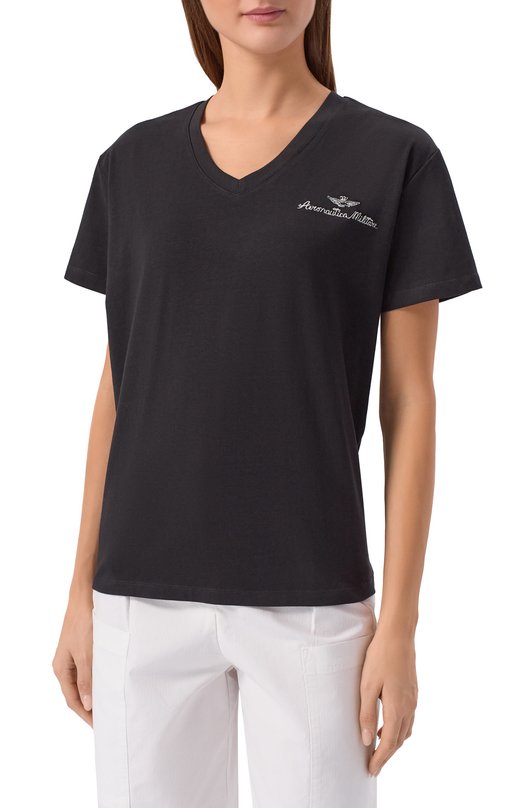 Хлопковая футболка Aeronautica Militare TS2491DJ00675 Чёрный  TS2491DJ00675 Фото 3