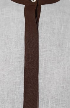 Женская льняная блузка KITON белого цвета, арт. D49412H06207 | Фото 5 (Рукава: Длинные; Длина (для топов): Удлиненные; Материал внешний: Лен; Стили: Кэжуэл; Принт: Без принта; Женское Кросс-КТ: Блуза-одежда)