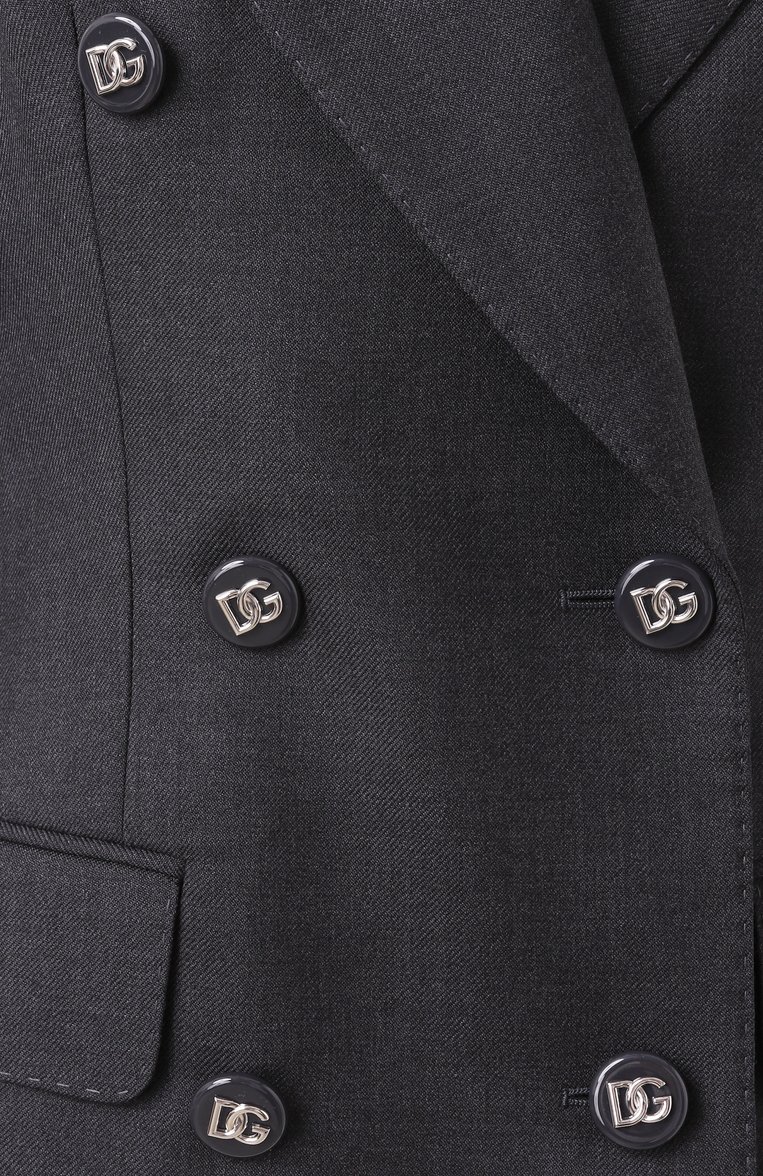 Женский шерстяной жакет DOLCE & GABBANA темно-серого цвета, арт. F27DJT/FU287 | Фото 6 (Рукава: Длинные; Драгоценные камни: Проставлено; Длина (для топов): Стандартные; Материал сплава: Проставлено; Материал внешний: Шерсть; Женское Кросс-КТ: Жакет-одежда; 1-2-бортные: Двубортные; Кросс-КТ: костюм; Стили: Классический)