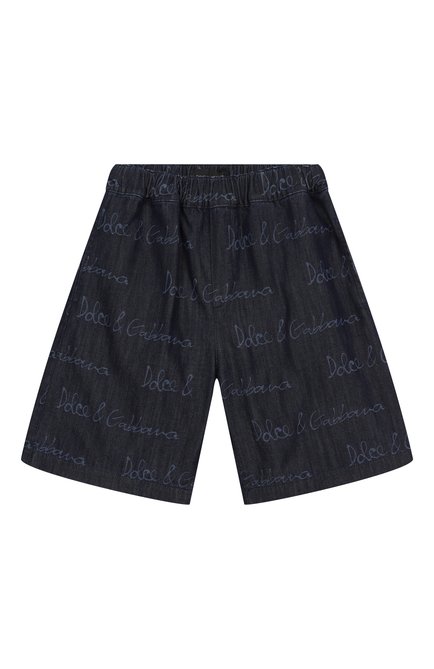 Детские джинсовые шорты DOLCE & GABBANA темно-синего цвета, арт. L43Q59/LDC87/2-6 | Фото 1 (Нос: Не проставлено; Материал сплава: Проставлено; Материал внешний: Хлопок)