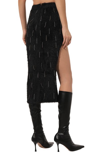 Юбка с отделкой стразами DAVID KOMA черного цвета по цене 55100 руб., арт. PF24DKKN02S, фото 4 Юбка с отделкой стразами DAVID KOMA, арт. PF24DKKN02S, фото 4