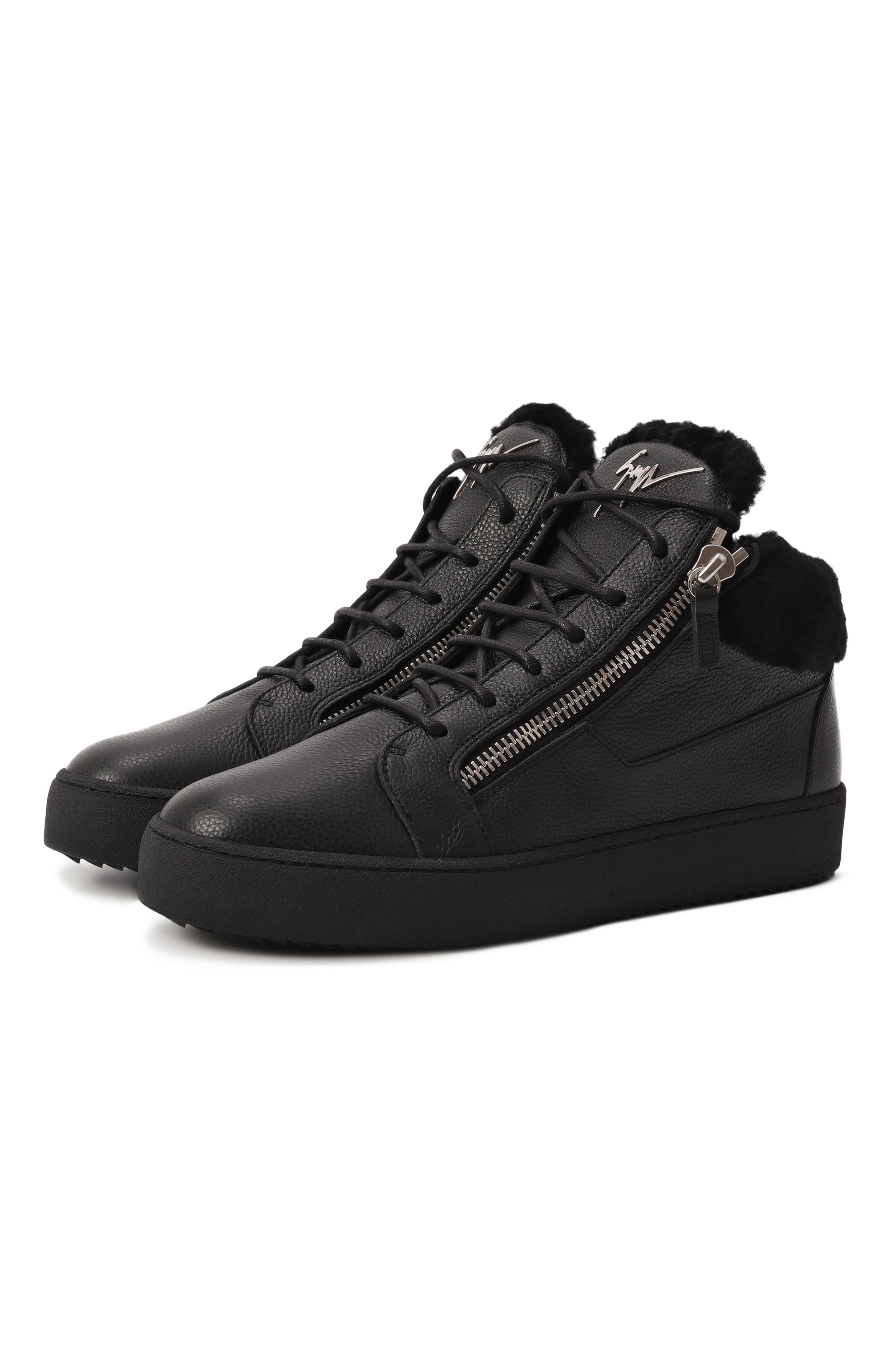 Кожаные кеды Kriss Giuseppe Zanotti Design цвет черный купить в