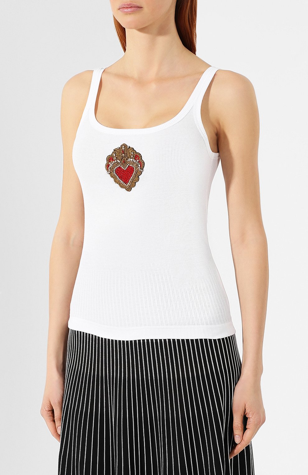 Хлопковая майка DOLCE & GABBANA белого цвета по цене 79950 руб., арт. F8K97Z/G7SMY, фото 3 Хлопковая майка DOLCE & GABBANA, арт. F8K97Z/G7SMY, фото 3