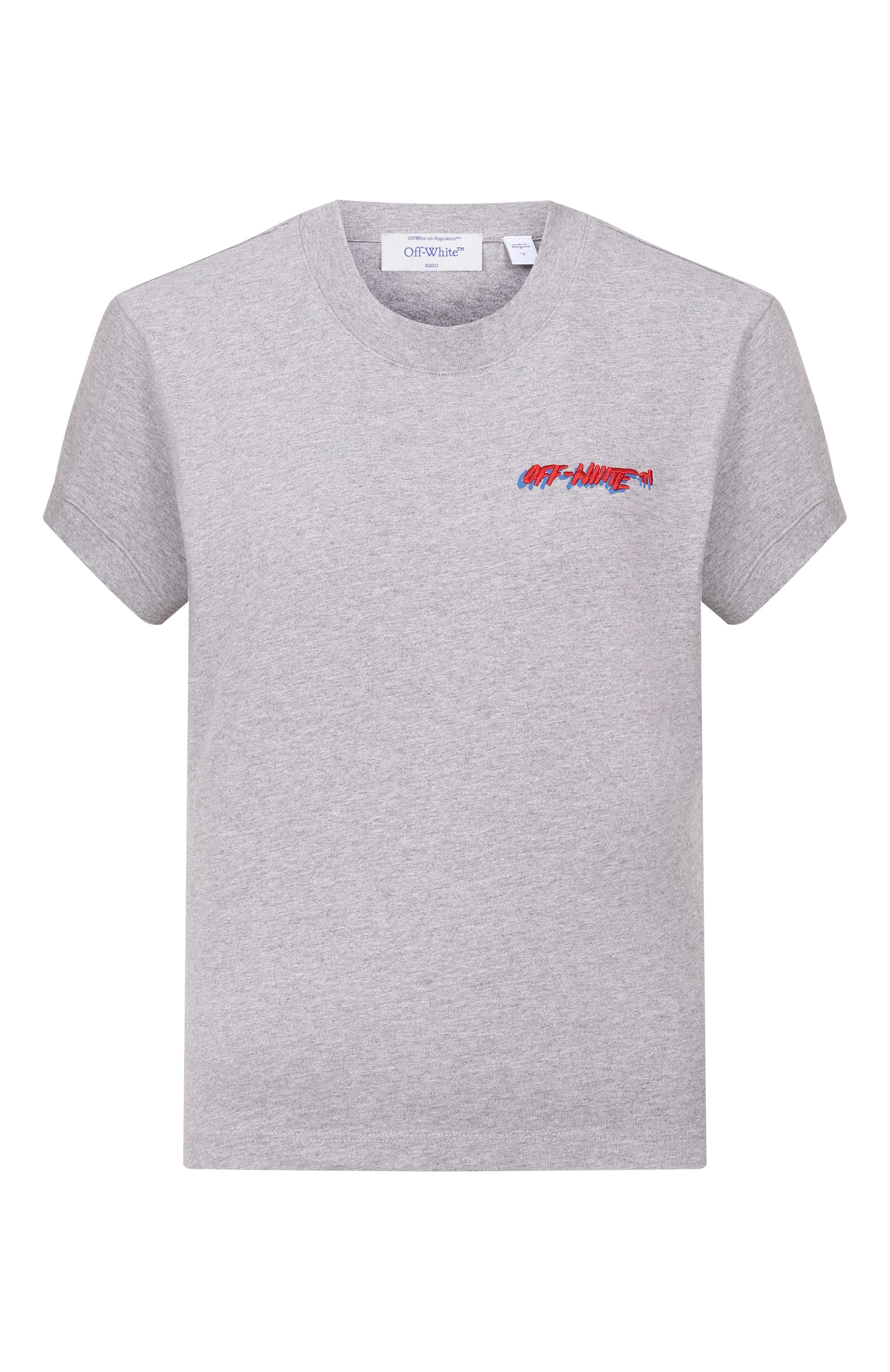 Хлопковая футболка OFF-WHITE серого цвета по цене 27900 руб., арт. 0WAA112S26JER002, фото 1 Хлопковая футболка OFF-WHITE, арт. 0WAA112S26JER002, фото 1