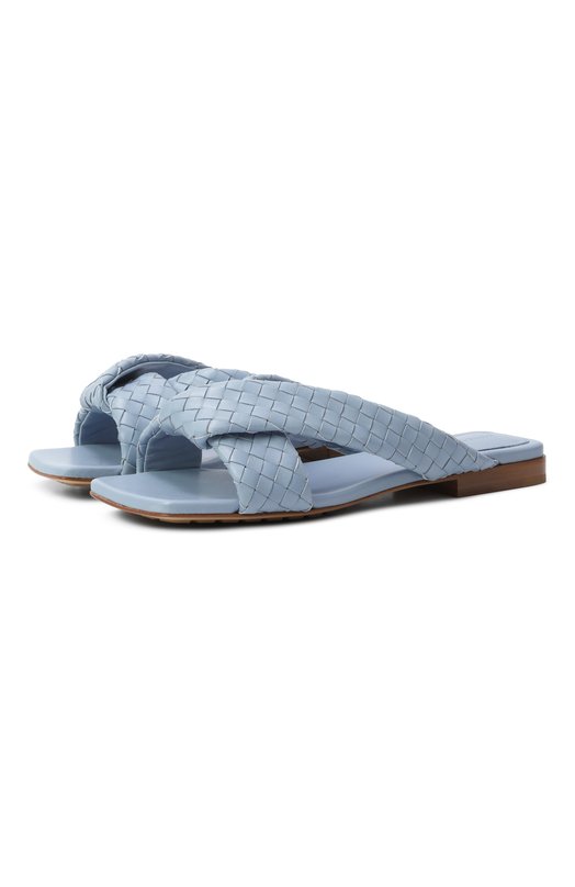 Кожаные шлепанцы Riva Bottega Veneta 837897/V2ED0 Голубой 837897/V2ED0