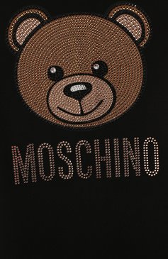 Детское платье из вискозы MOSCHINO черного цвета, арт. HDV07X/LJA02/4A-8A | Фото 3 (Материал внутренний: Не назначено; Рукава: Короткие; Принт: С принтом; Материал сплава: Проставлено; Мат�ериал внешний: Вискоза; Девочки Кросс-КТ: Платье-одежда; Драгоценные камни: Проставлено; Статус проверки: Проверена категория)