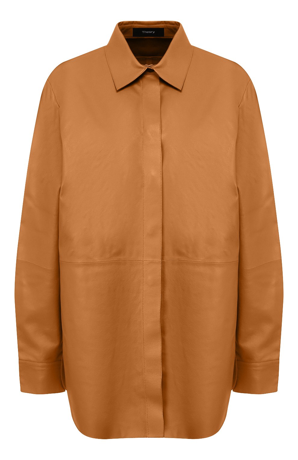 Кожаная рубашка THEORY коричневого цвета по цене 75150 руб., арт. J0600510, фото 1 Кожаная рубашка THEORY, арт. J0600510, фото 1