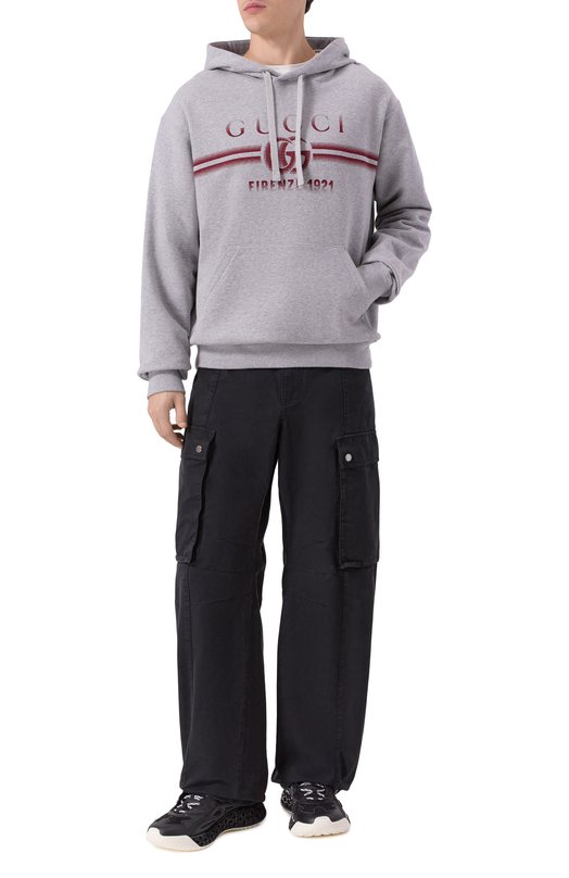 Хлопковое худи Gucci 788771/XJGKP Серый  788771/XJGKP Фото 2