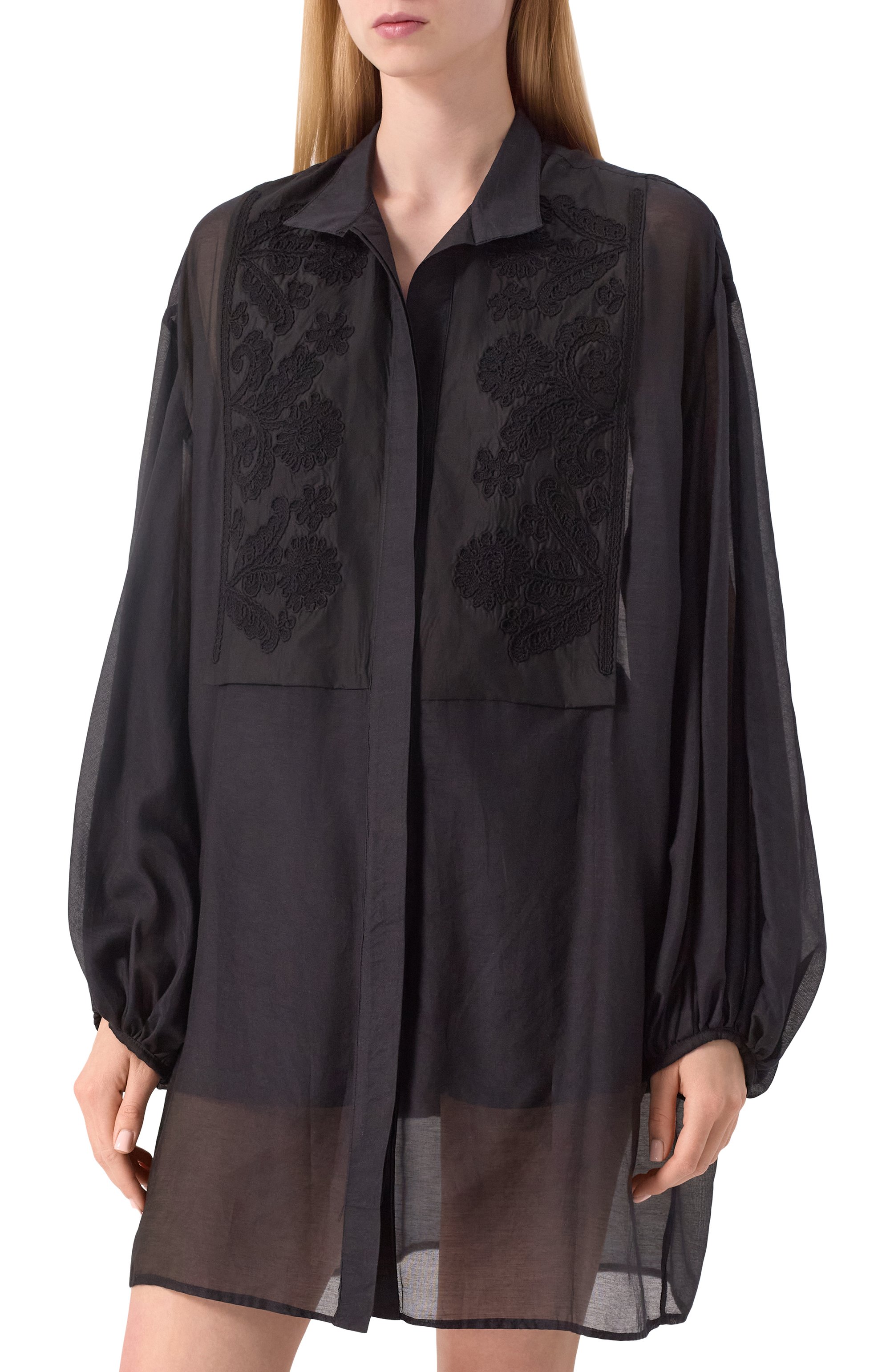 Блузка из хлопка и шелка LILA EUGENIE, арт. 2516, фото 3