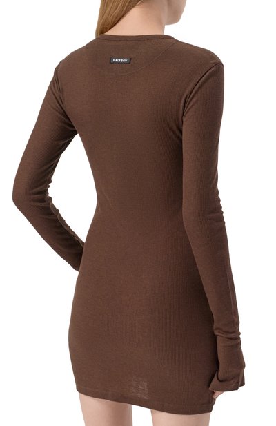 Платье из лиоцелла и шерсти HALFBOY коричневого цвета по цене 27800 руб., арт. HF251WD007, фото 3 Платье из лиоцелла и шерсти HALFBOY, арт. HF251WD007, фото 3