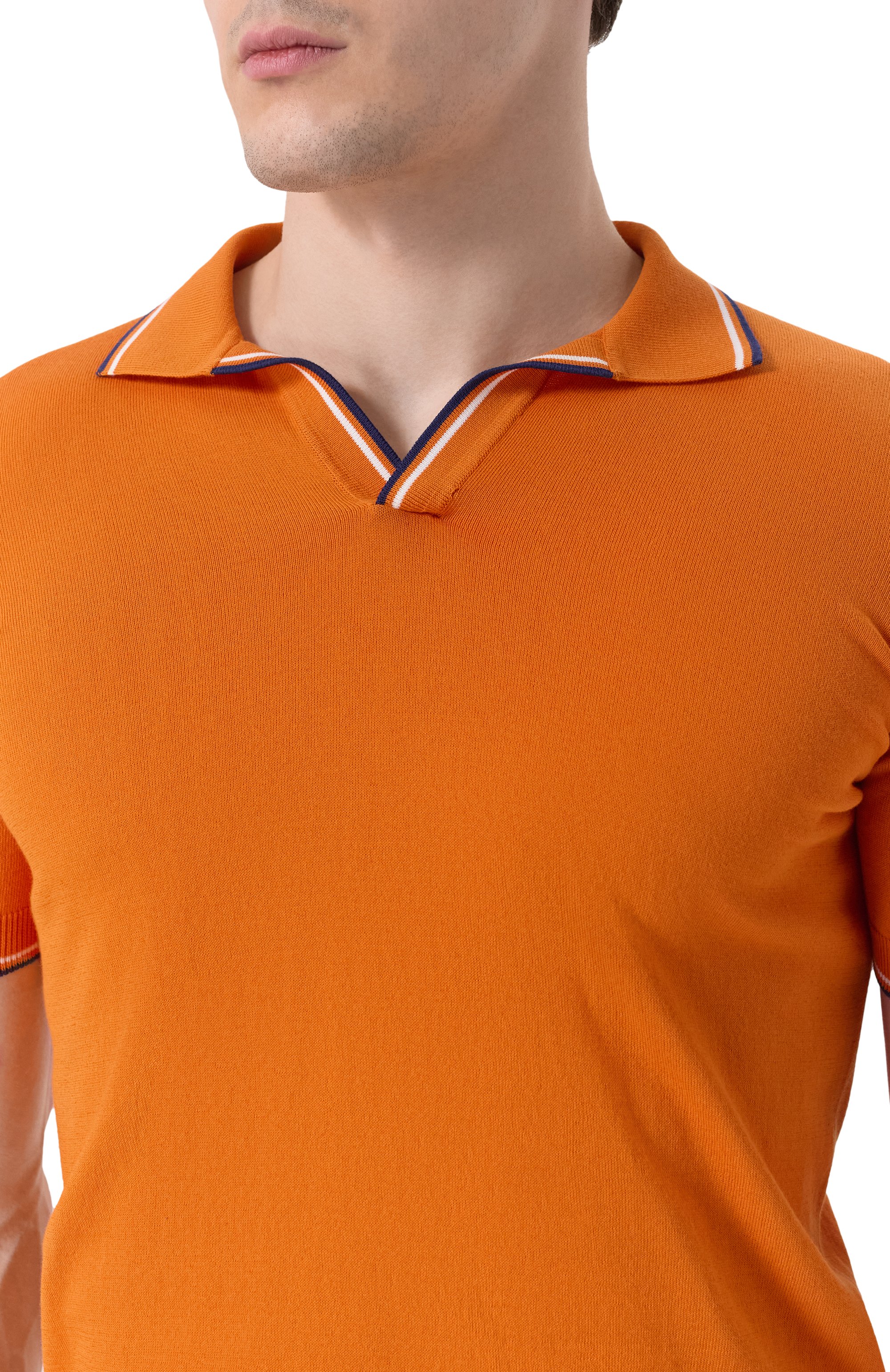 Хлопковое поло GRAN SASSO оранжевого цвета по цене 24950 руб., арт. 57132/20688, фото 5 Хлопковое поло GRAN SASSO, арт. 57132/20688, фото 5