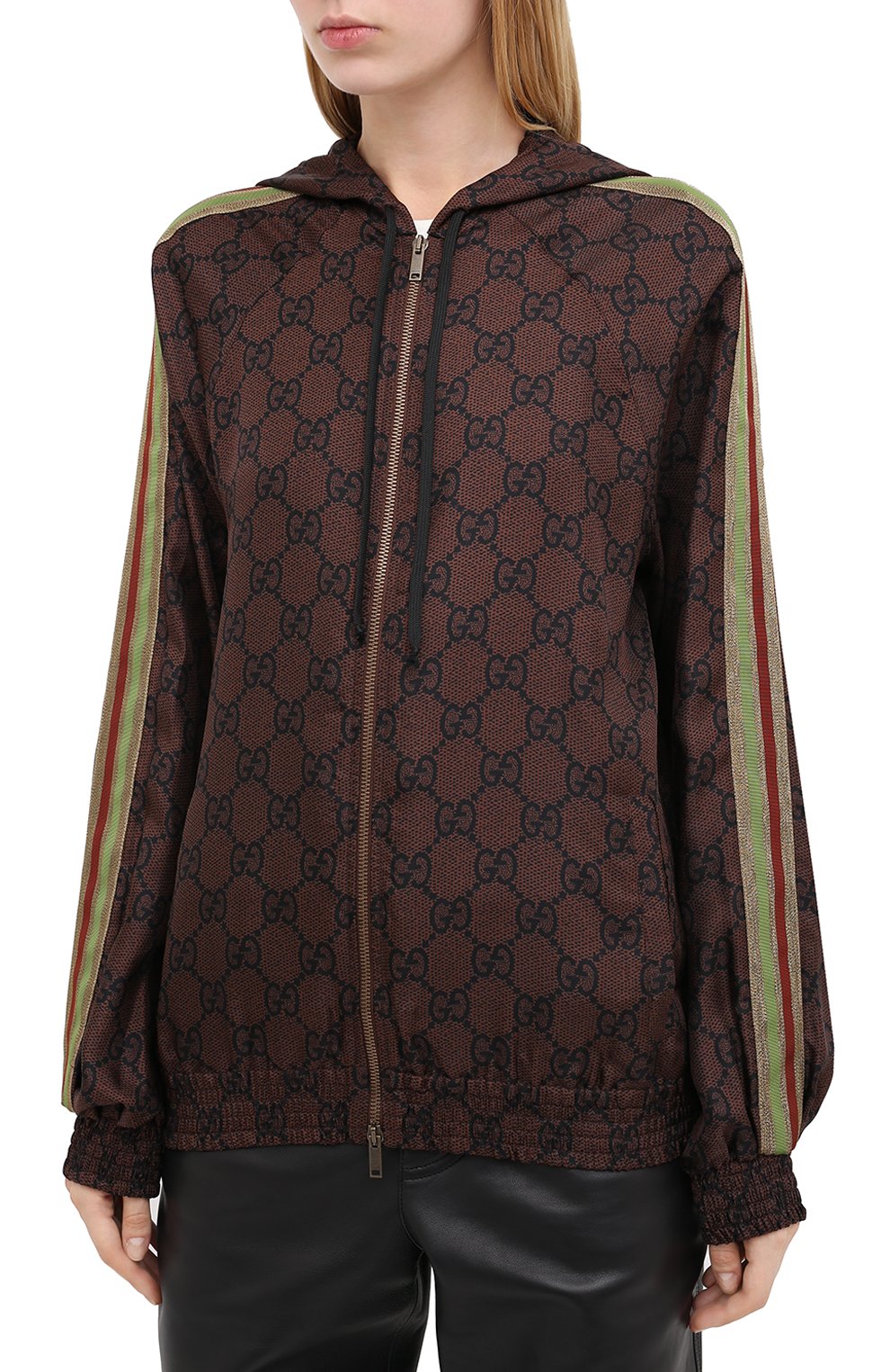 Шелковый бомбер GUCCI коричневого цвета по цене 216000 руб., арт. 631880/XJCL5, фото 3 Шелковый бомбер GUCCI, арт. 631880/XJCL5, фото 3