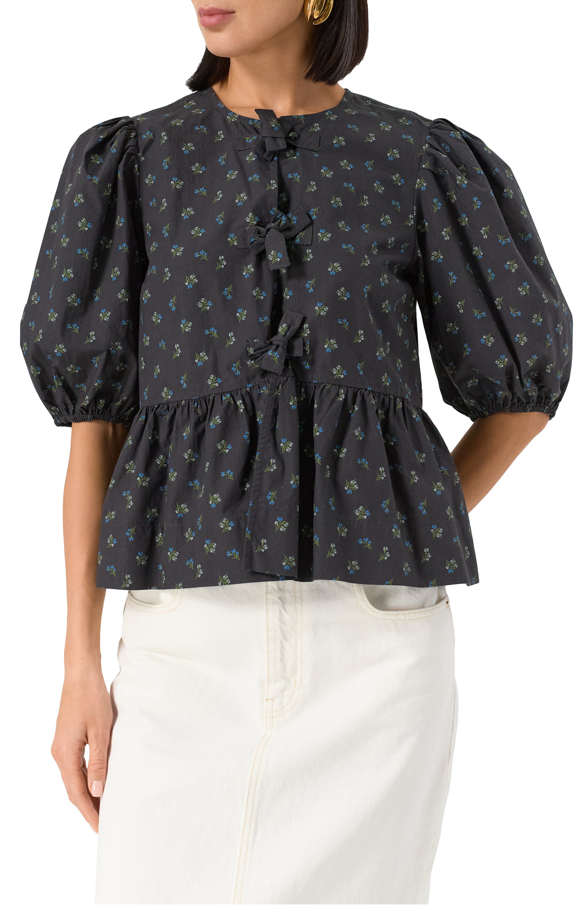 Хлопковая блузка GANNI, арт. W0152, фото 3