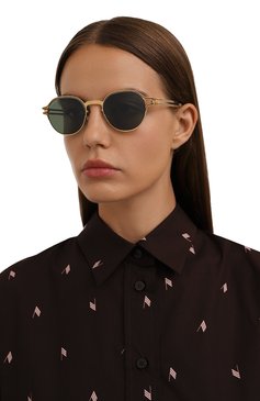 Женские солнцезащитные очки MYKITA зеленого цвета, арт. VAASA/056 | Фото 2 (Нос: Не проставлено; Региональные ограничения белый список (Axapta Mercury): Не проставлено; Кросс-КТ: С/з-унисекс; Материал: Пластик; Тип очков: С/з; Оптика Гендер: оптика-унисекс; Очки форма: Круглые)