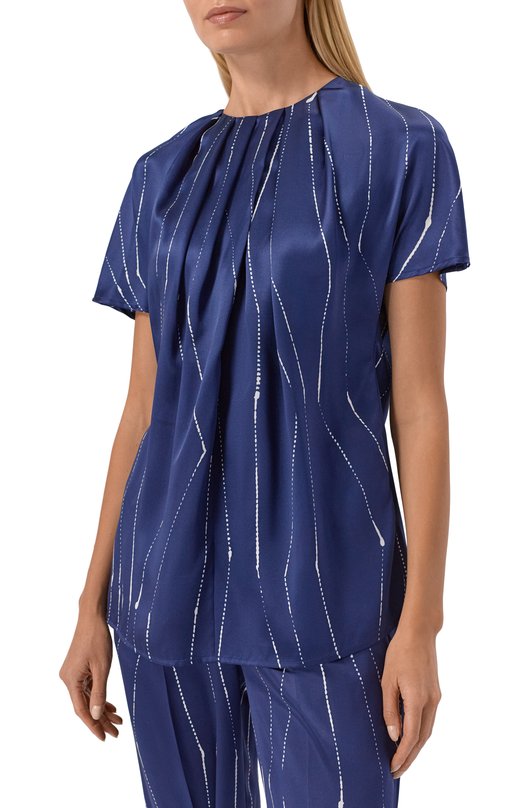 Атласный топ Kiton D61424K0873G Синий  D61424K0873G Фото 3