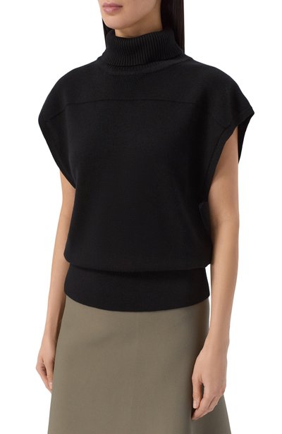 Шерстяной топ YUZEFI черного цвета по цене 39850 руб., арт. YALDA-FUNNEL NECK DRAPE BACK T0P, фото 3 Шерстяной топ YUZEFI, арт. YALDA-FUNNEL NECK DRAPE BACK T0P, фото 3