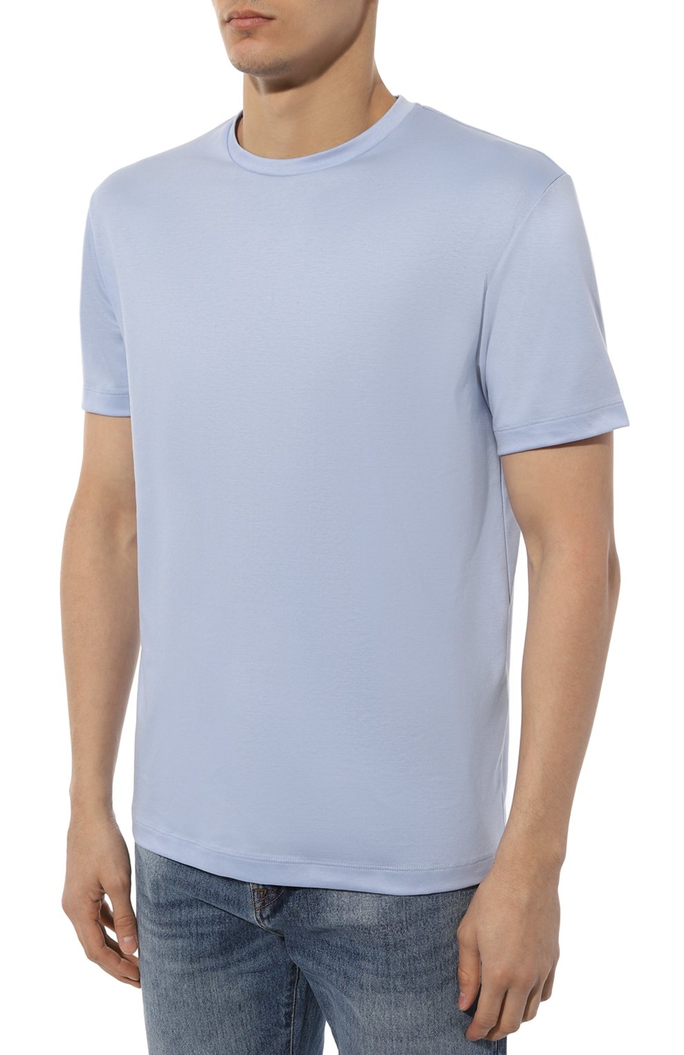 Хлопковая футболка GIORGIO ARMANI голубого цвета по цене 53450 руб., арт. 6LSM90/SJTKZ, фото 3 Хлопковая футболка GIORGIO ARMANI, арт. 6LSM90/SJTKZ, фото 3