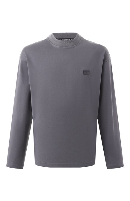 Мужской хлопковый свитшот DOLCE & GABBANA серого цвета, арт. G9BLST/G7N7G | Фото 1 (Длина (для топов): Стандартные; Материал сплава: Проставлено; Рукава: Длинные; Материал внешний: Хлопок; Драгоценные камни: Проставлено)