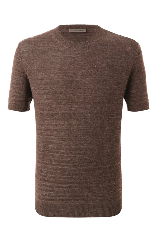 Джемпер изо льна и шелка Corneliani 25M565-2525114 Коричневый 25M565-2525114