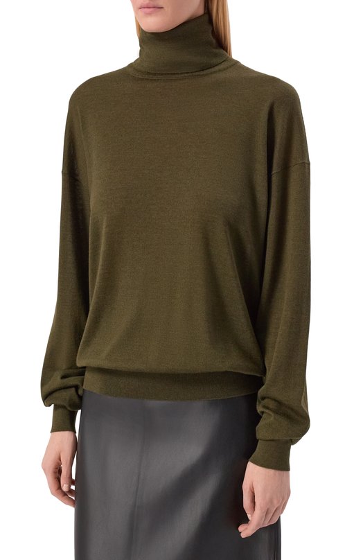 Водолазка из шерсти и кашемира Saint Laurent 850335/YAPK2 Хаки  850335/YAPK2 Фото 3