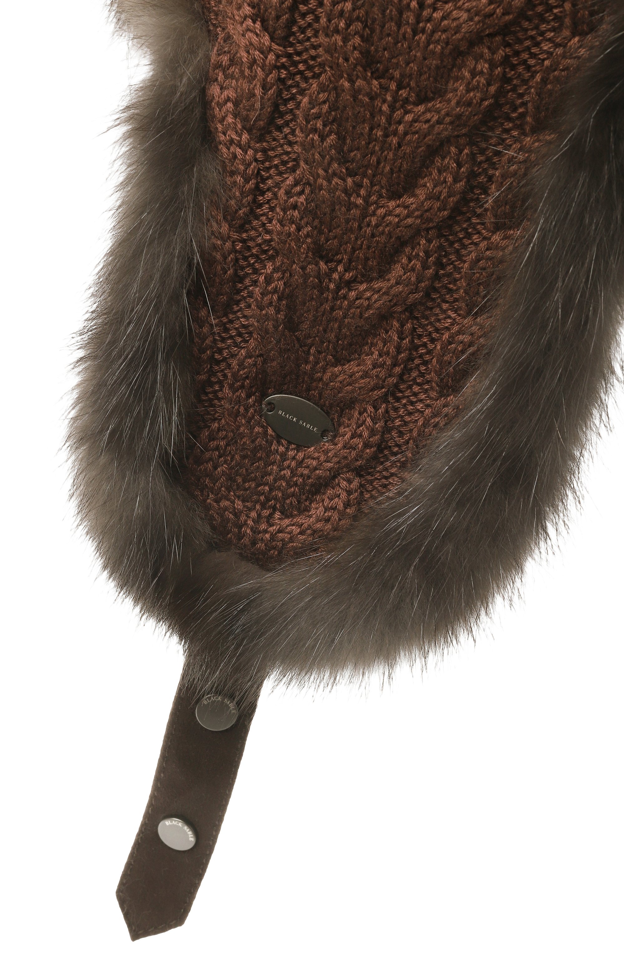 Кашемировая шапка-ушанка с мехом соболя BLACK SABLE, арт. BS-FHK-G, фото 3