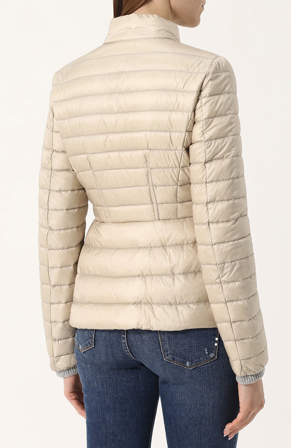 Приталенный стеганый пуховик с воротником-стойкой MONCLER бежевого цвета по цене 106500 руб., арт. D1-093-46333-94-53048, фото 4 Приталенный стеганый пуховик с воротником-стойкой MONCLER, арт. D1-093-46333-94-53048, фото 4
