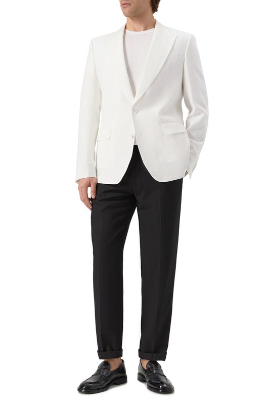 Льняной пиджак Dolce & Gabbana G2QS6T/FU4MC Кремовый  G2QS6T/FU4MC Фото 2