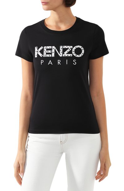 Хлопковая футболка KENZO черного цвета по цене 10300 руб., арт. FA52TS701990, фото 3 Хлопковая футболка KENZO, арт. FA52TS701990, фото 3