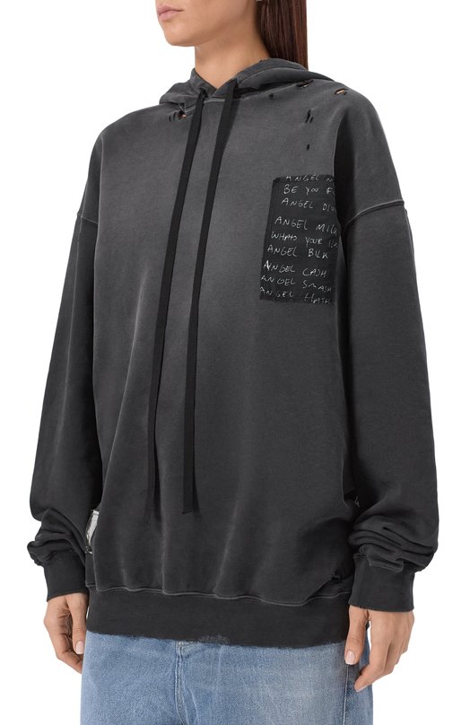Хлопковое худи Ann Demeulemeester B0013229/FA639 Чёрный  B0013229/FA639 Фото 3